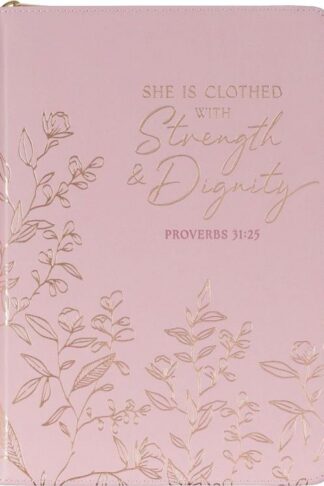 9781639526901 Strength And Dignity Pink Journal With Zippered Closure Proverbs 31:25