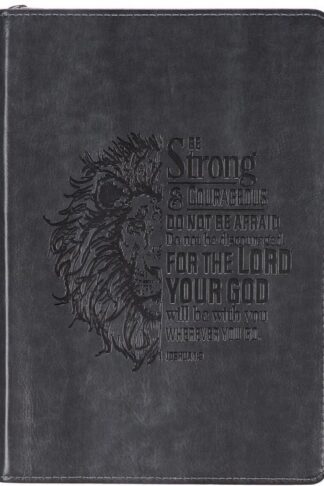 9781642720129 Classic Faux Leather Journal Be Strong and Courageous Lion Joshua 1:9 Bible Vers