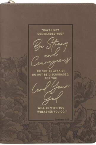 9798896780595 Be Strong And Courageous Joshua 1:9 Faux Leather Journal With Zipper Closur