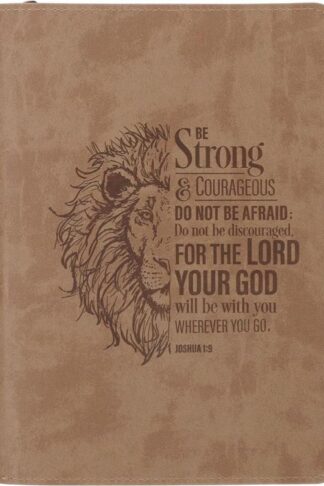 9798896780823 Be Strong And Courageous Lion Tan Journal With Zipper Closure Joshua 1:9