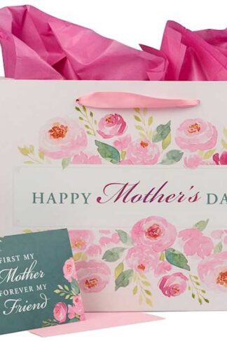 1220000320611 With Love Floral Gift Bag w/Card & Tissue Paper: First My Mother Forever My Frie