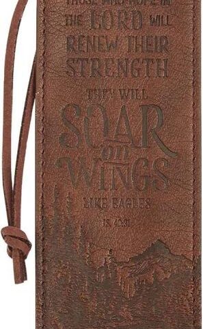 1220000136823 Faux Leather Bookmark Soar On Wings Isaiah 40:31 Bible Verse