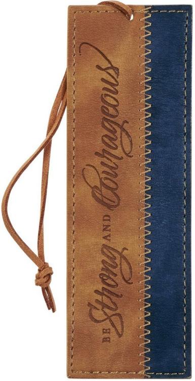 1220000324169 Premium Vegan Leather Scripture Bookmark for Men & Women: Strong & Courageous In