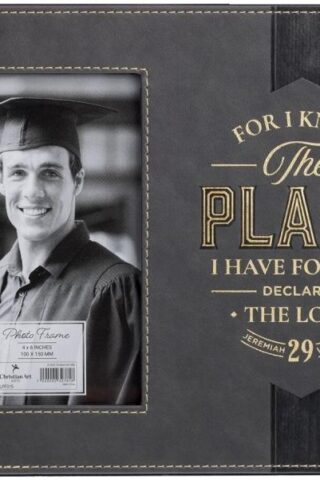 1220000327818 Vegan Leather Graduation Scripture Picture Frame for Graduates & Students: I Kno