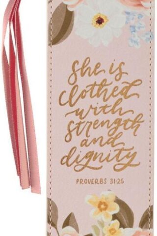 1220000328105 Premium Vegan Leather Inspirational Scripture Bookmark for Women: Strength & Dig