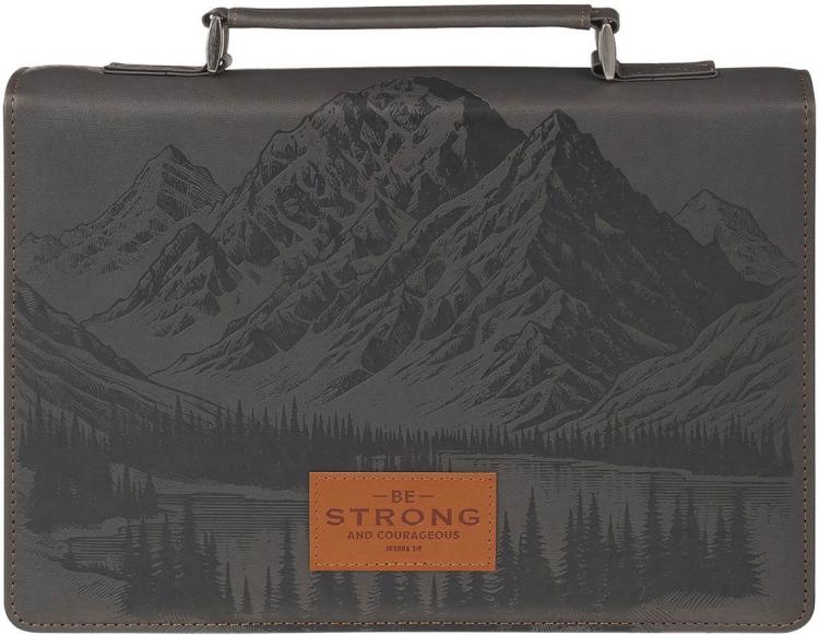 1220000722569 Premium Classic Vegan Leather Bible Cover for Men & Women: Strong and Courageous