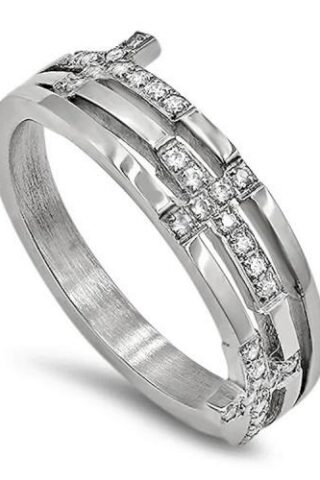 363636994762 CZ Trinity Cross Guarded In Christ Jesus (Size 6 Ring)