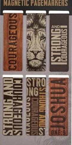 6006937156760 Magnetic Scripture Bookmark/Pagemarker Set for Men: Strong & Courageous Lion - S