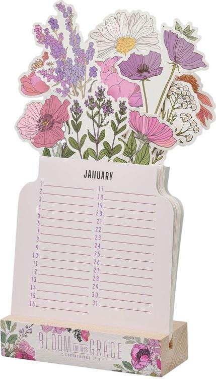 6006937178311 Inspirational Scripture Perpetual Table Top Undated Desk Calendar for Women: Blo