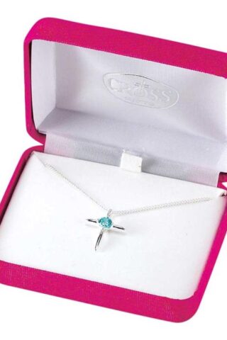 603799208437 March Birthday Cross Aquamarine CZ