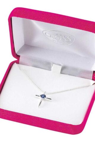 603799208536 September Birthday Cross Sapphire CZ