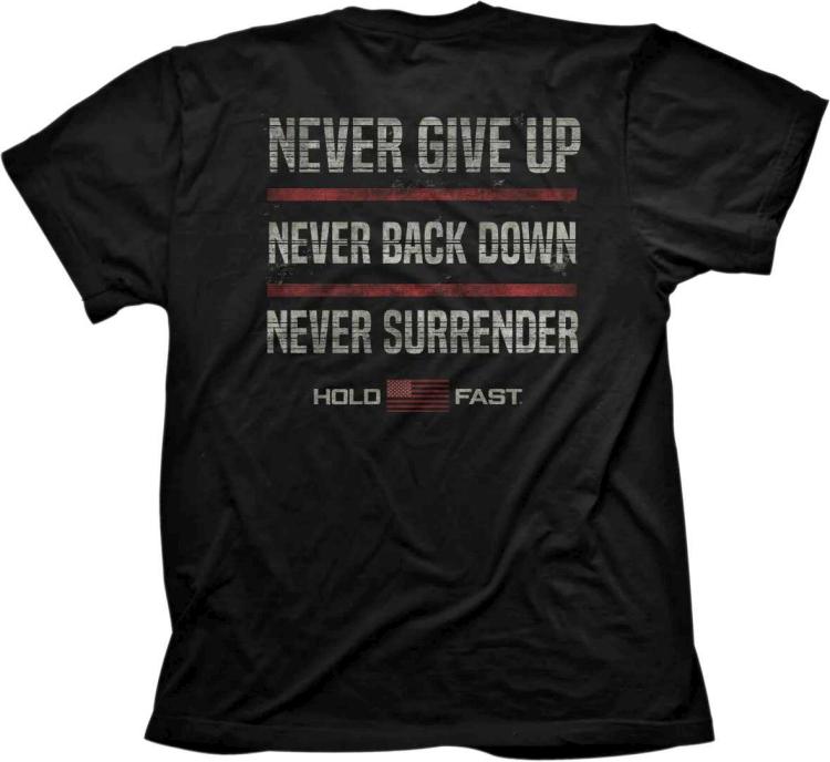 612978597545 Hold Fast Never Give Up (Large T-Shirt)