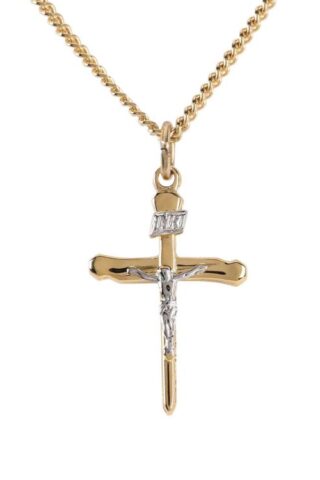 714611136859 2 Tone Small Nail Crucifix
