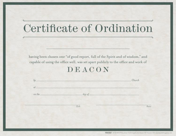 9780805472707 Certificate Of Ordination Deacon
