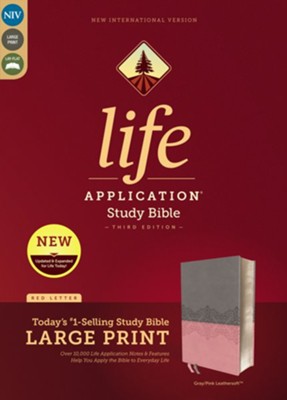 NIV Life Application Study Bible, Third Edition, Large Print, Leathersoft, Pink