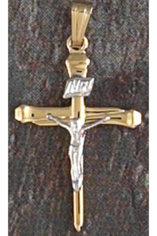 714611136859 2 Tone Small Nail Crucifix