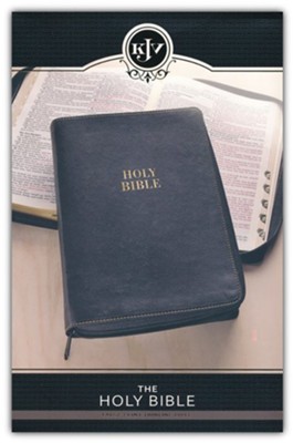 KJV Large-Print Thinline Bible--soft leather-look, black with zipper